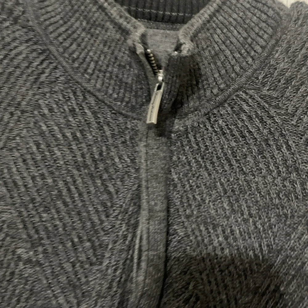 Tommy Bahama Sweater Mens Large Blue Gray Reversible 1/4 Zip Cotton Casual‎ FLAW